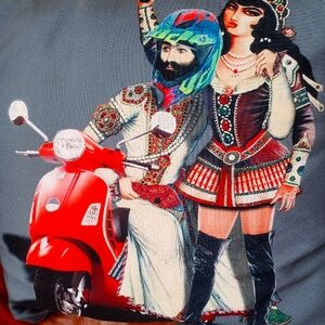 Pair Of Large Persian Hand Painted Pillows